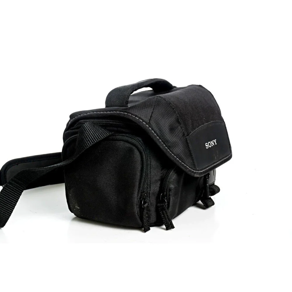 Sony LCS-U21 Soft Camera Case Bag Padded Black Nylon 4 Zip Compartments